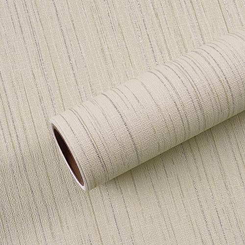 VEELIKE Papel Pintado Tela de Hierba Beige 40 cm × 900 cm Papel Autoadhesivo Pared Mate Papel Adhesivo para Armarios Dormitorio Papel Pintado Pared Textura Beige Gris Cocina Impermeable Extraíble