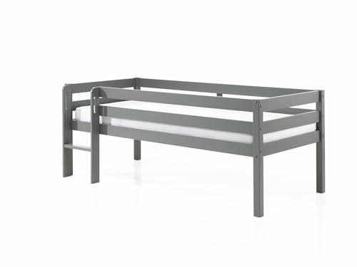 möbelando Spielbett >Pino< in Grau aus Skandinavische Kiefer - 207,6x83x104,9cm (BxHxT)