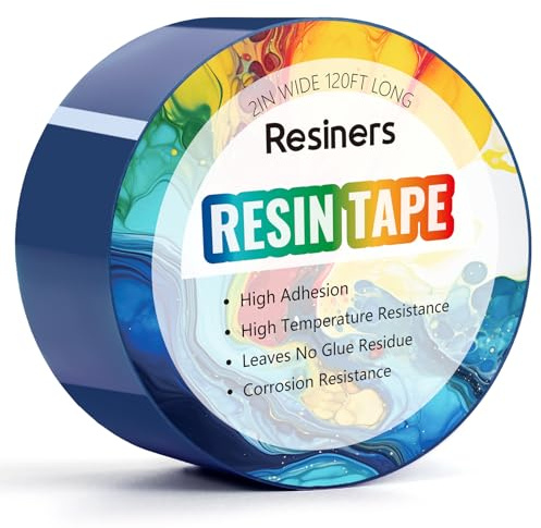 Resiners Resin Tape for Epoxy Resin Molding - 50mm W x 36.5m L - Thermal Adhesive Tape, High Temperature Resistance, Easy Peel-Off, Release Resin Tape for River Tables, Remove Residue, Blue
