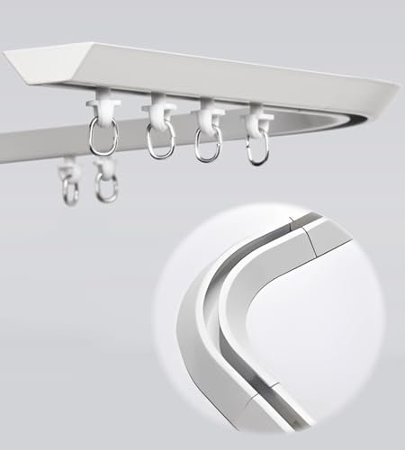 LTSRLL V-shaped Room Divider Ceiling Track For Curtains, Curtain Rails Can Be Bent At 90° Sliding Curtain Rod(Color:White,Size:90 Degree Corner Bends)
