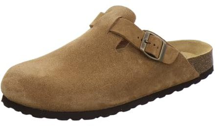 AFS-Schuhe, 3900 - Comode pantofole da uomo, in pelle, prodotte in Germania, cognac, 43 EU