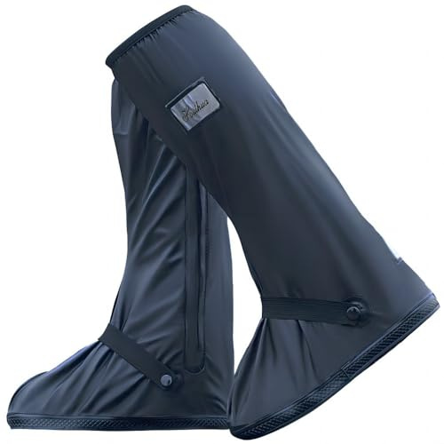 MILIWAN Copriscarpe Impermeabili Alti Copriscarpe Riutilizzabili Resistenti all'Acqua con Suola Antiscivolo Galosce per Pioggia Neve o Fango (Taglia XXL)