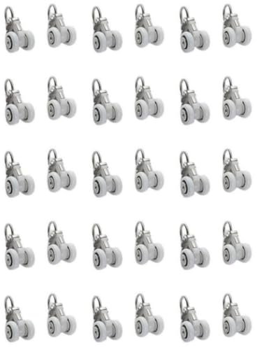 30 Pezzi Gancio per Tende Scorrevoli, Rulli per Binario Della Tenda, Scorrimento per Binari per Tende,Ruote per Guide per Tende(Bianco)