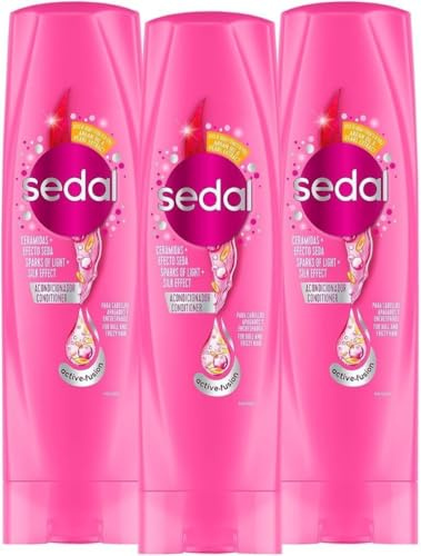 SEDAL Tratamiento Acondicionador Ceramidas ideal para cabello seco, dejándolo más hidratado, fuerte y brillante para deslumbrar 350ml x3