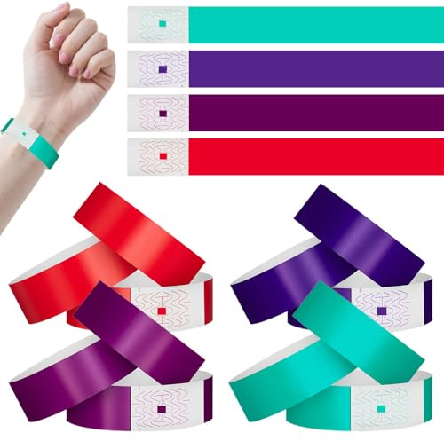 400 braccialetti di carta per eventi, accessori per festival impermeabili, con chiusura di sicurezza, concerti, club, controllo dell'ingresso (stampabili, 4 colori) (colore arancione)