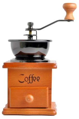 Retro handkaffekvarn – vintage kaffekvarn med, manuell kvarn | Burrs slipsystem, handdriven kaffeblandare, borste ingår, kompakt kökshjälp för espresso kaffeberedning