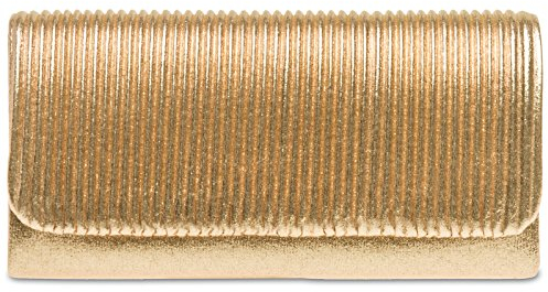 Caspar TA351 kleine elegante Damen Clutch Tasche Abendtasche mit gerafftem Überschlag, Farbe:gold, Größe:One Size