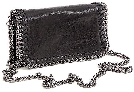 Sac décontracté à la mode en cuir avec chaîne très élégante, Noir , Taille unique