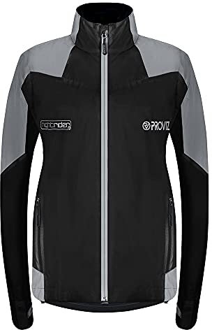 Proviz Women's Nightrider Reflective Waterproof Cycling Jacket Hi Visibility Breathable Cycling Coat, Black, UK10 / US6