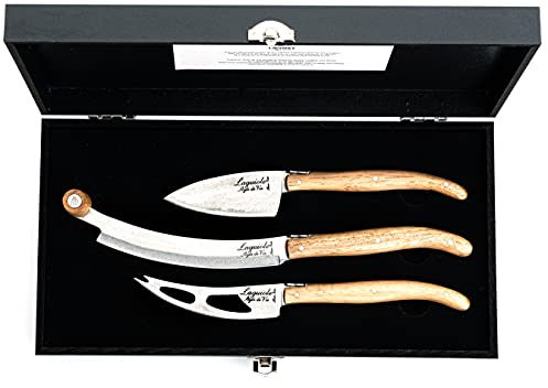 Laguiole Style de Vie Coltello da formaggio Luxury Line, 3 pezzi, in legno di quercia