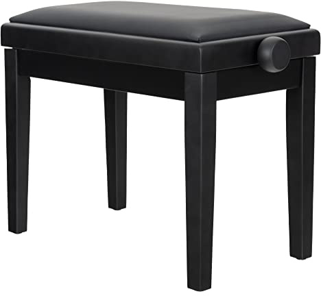 Classic Cantabile Pianobank Bänk Modell A – avtagbar sits – svart stoppning av konstläder – justerbar höjd från 48 till 58 cm – 2-faldig korsmekanism – massiv träkonstruktion – vit matt