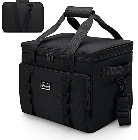 UPEELIFE Kühltasche 24L, Gross Lunchtasche Faltbar Thermotasche, Wasserdicht Picknicktasche Isoliertasche Cooler Bag mit Schultergurt für Picknick BBQs Einkauf Strand Camping (Schwarz)