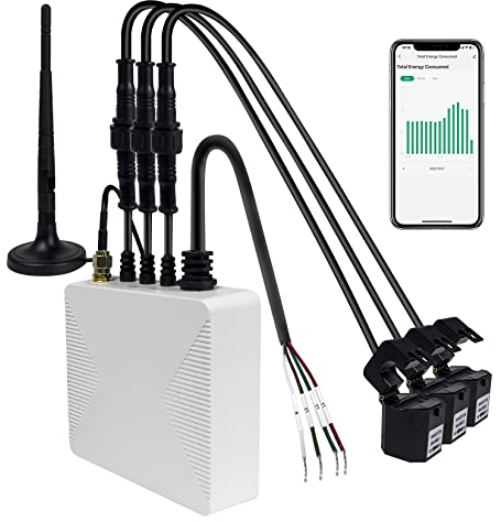 OWON Moniteur d'énergie domestique intelligent WiFi triphasé, Pince Ampèremétrique triphasée avec 3 Capteurs de Niveau de Circuit 120 A, Moniteur d'électricité en Temps Réel