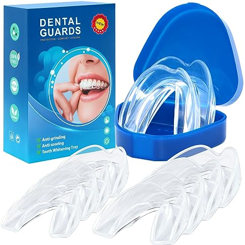Scettar 8 Piezas Ferula Descarga Bruxismo Dental Noche Férula de Descarga Kit de Protección Dental Protector Dental para Dormir, Escudo Dental con Caja de Higiene Prevenir el Bruxismo y Roncar