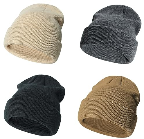 Urban Virgin Toddler Winter Hat Baby Beanie Kids Beanies Boys Hats Knit Winter Caps Soft Infant Girls 4 Packs A-Darkgrey S(3Months-2T)