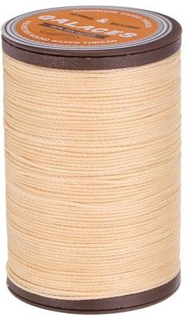 QUARKZMAN Lädergarn vaxat, 0,55 mm x 80 m, rund vaxtråd, sadelgarn, polyestergarn för lädersömnad, bokbindning, reparation, flätade armband, pärlvitt