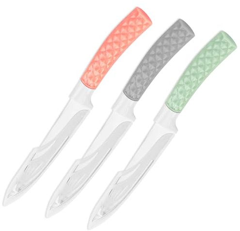 LLHQAMT Fruit Knife, Sharp Fruit Knife Set, Anti-Slip Design Handle, with Transparent Protective Sheath, Fruit Knives Small is Suitable for Most Vegetables, Fruits and Meat (3-Pack)