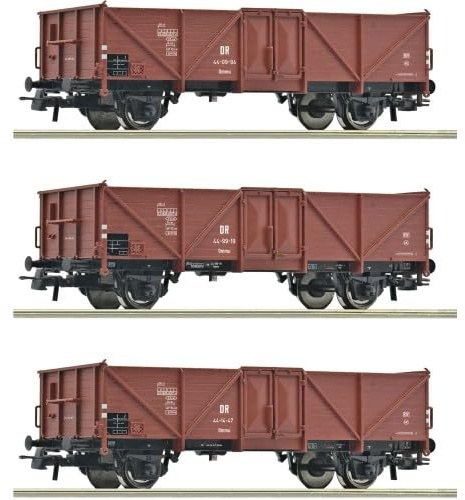 Roco 6600115 H0 - Set di 3 carri merci aperti, Ommu, DR, Ep. III