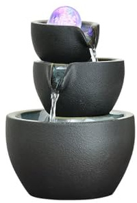 yixinzi-2024 Fuente de Mesa Fuente de Escritorio con Horno de cerámica, Cambio de Esmalte, humidificador de Agua Corriente, Bola Feng Shui, Fuentes pequeñas de Escritorio Cascada de la Fuente(Negro)