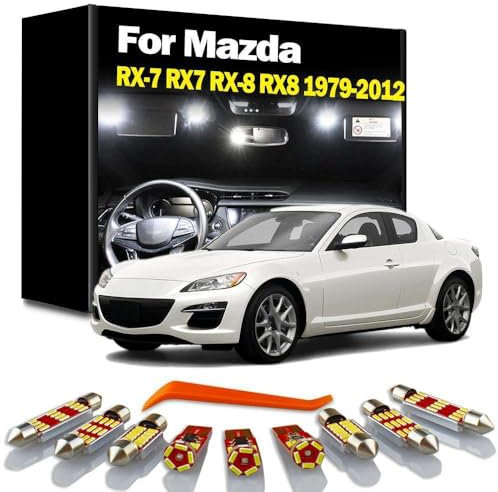 GPQAEVK Kit d'éclairage intérieur à LED pour Plaque de Porte, pour Mazda RX-7, RX-8, RX8 (1979-2009, 2010, 2011, 2012), Ampoules de Lecture pour Coffre de Voiture