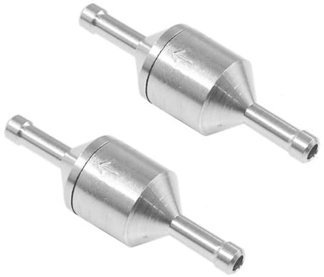 Nicear Válvula de combustible unidireccional de aluminio de 4 mm, 2 unidades, válvula de retención antirretorno, adecuada para gasolina, diésel, aceite y agua, para sistemas de baja presión de