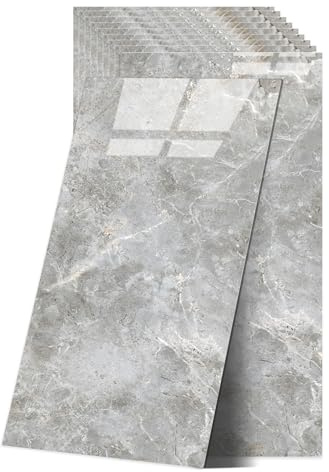 Adesivi per piastrelle in marmo, autoadesivi, per cucina, 60 x 30 cm, impermeabili, per cucina e bagno (Grigio Pietra)