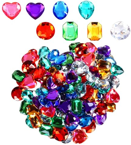 IAndhy Gemstones,128 pcs DIY Decorative Crystals Collection, Ideal For Crafting And Party Activities, Assorted Jewels And Gems For Creative Projects.