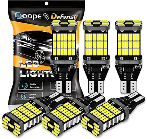 DEFVNSY - Förpackning med 6 - extremt ljusa 1220Lums icke-polaritets Canbus-felfri 921912 W16W T15 AK-4014 45st Chipsets LED-lampor för back-backljus, Xenon Vit 6000K | Icke-polaritet, Canbus felfri 45-SMD 4014 för 921 912 902 904 906 DRL/parkering backup-belysning interiörbelysning
