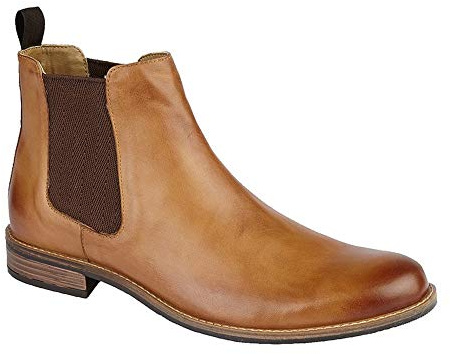 Roamer Tan Leather Gusset Chelsea Mens Boots Textile Pu Lining PU Sock & TPR Soles