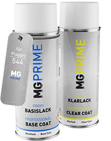 MG PRIME Billack sprayburk för Piaggio 544 Bianco Fusion + klarlack