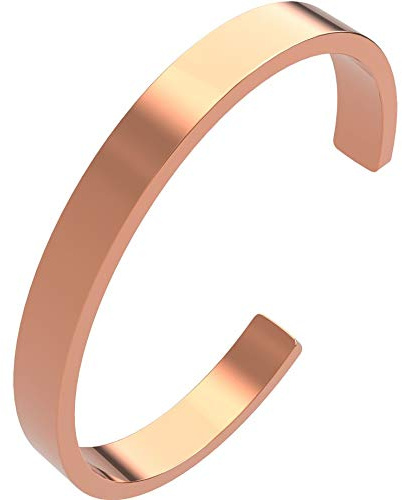 Bracciale in rame massiccio naturale da 8 mm, senza calamite, dal design semplice, Rame