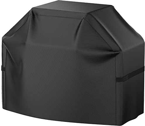 LEESITEC Housse de Protection imperméable et résistante pour Barbecue à gaz, Anti-poussière, Anti-UV, Anti-décoloration, avec Cordon de Serrage et Sac de Rangement, 147,3 cm, Noir