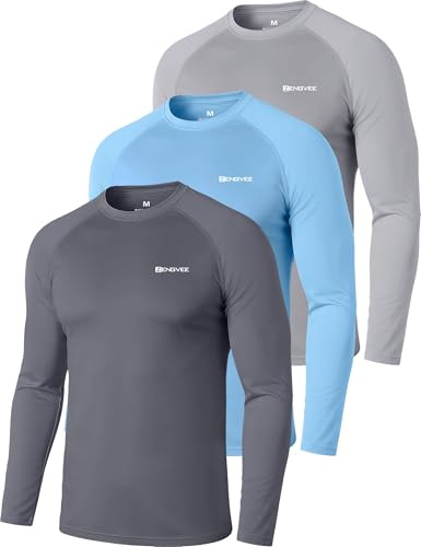 ZENGVEE 3 Piezas Camiseta Hombres Mangas Cortas Rash Guard de Protección UPF 50＋Secado Rápido Deportes Acuáticos Surf Natación Verano
