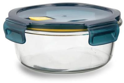 Quid Astral Recipiente Redondo Hermético Vidrio 18x18x8cm - 95cl Otros Vidrios Apto Microondas Apto Congelador Reciclable