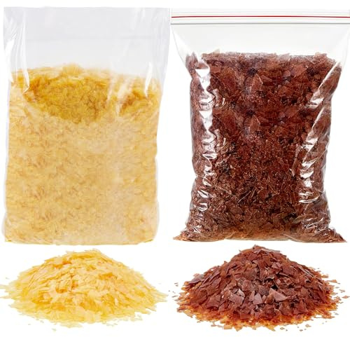 Timgle 35 oz Shellac Flakes Finish Shellac for Home Wood Craft Decoration Household Painting Supplies, Light Yellow and Dark Purple