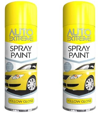 SDMAX All Purpose Yellow Gloss Spray Paint, Gloss Finish, Suitable for Wood, Metal, Plastic, Glass Surface, Easy and Quick Spraying, for Interior and Exterior Usage, 250ML (2 Pcs)
