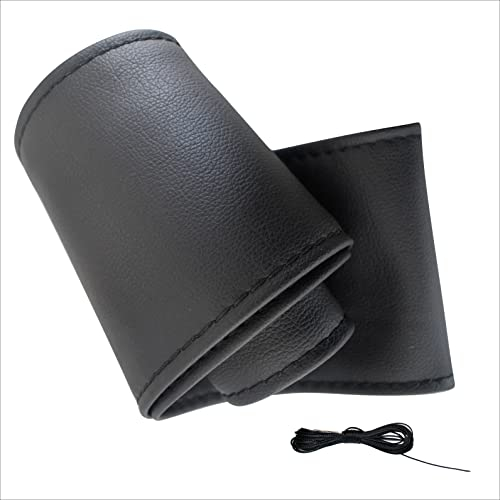 Generisch Lenkradbezug Pu Leder, Auto Lenkradhülle zum schnüren Nähen mit Nadel und Faden rutschfest und weich UNIVERSALGRÖSSE 37-39 cm M1 Schwarz Schwarzes Naht