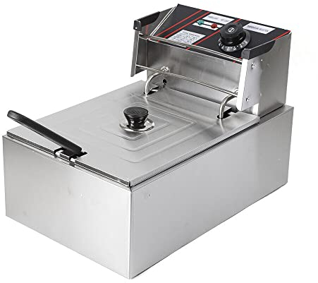 Freidora con cesta de temperatura y tiempo ajustable 5,5 litros 2500 W recipiente de acero inoxidable extraíble para pollo frito patatas fritas alas 60-200 ℃