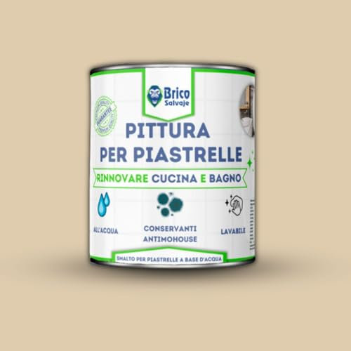 BRICOSALVAJE Vernice lucida per piastrelle da cucina e bagno a base d'acqua | Senza primer | Lavabile | Grande durezza (Marrone, 750 ML)