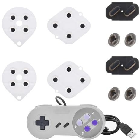 Fc'Noqgn 2 Jeux de Coussinets de Remplacement des Contacts de Boutons Coussinets de Boutons conducteurs en Silicone Pièce de réparation pour Manette Compatible avec la Manette Super Snes