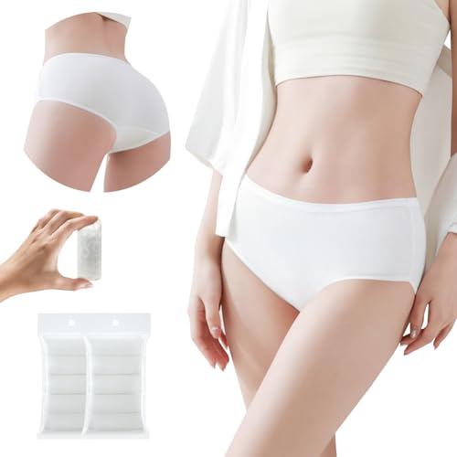 Biancheria intima usa e getta da donna per viaggi, mutandine premaman, hotel, spa, ospedale, mutande di emergenza, Bianco - 10 pezzi, L