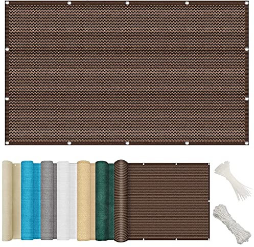 Frangivisto - Paravento per balcone, 95 x 450 cm, in HDPE, protezione dai raggi UV, con occhielli e laccetto, colore marrone, ideale per la casa e il giardino