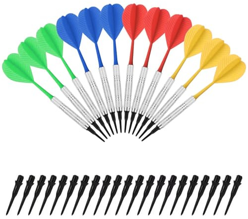 FUZVOL 12 PCS Soft Tip Darts with 100 Plastic Tips,14g Plastic Tip Darts Set for Adults Electronic Target Soft Leisure Games