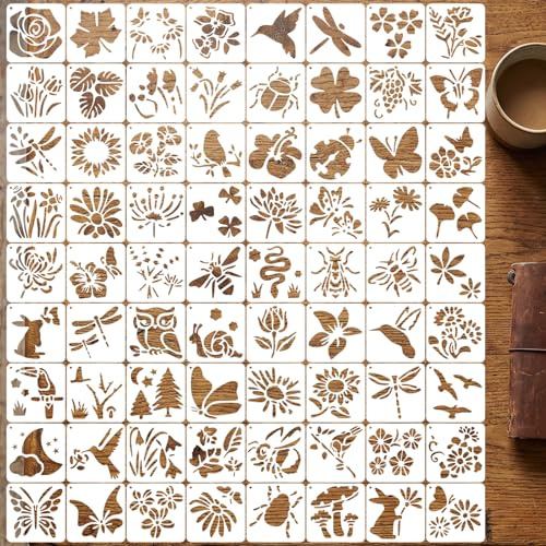 Juego de 72 plantillas reutilizables para pintar y manualidades, libélulas, hojas, plantillas de dibujo florales, para decoración de pared, álbumes de recortes, decoración de, decoración del