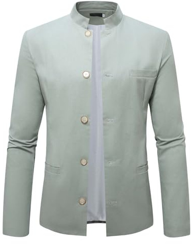 Foweknow Janker - Chaqueta tradicional tradicional para hombre, traje tradicional tradicional con botones, Oktoberfest, verde claro, S