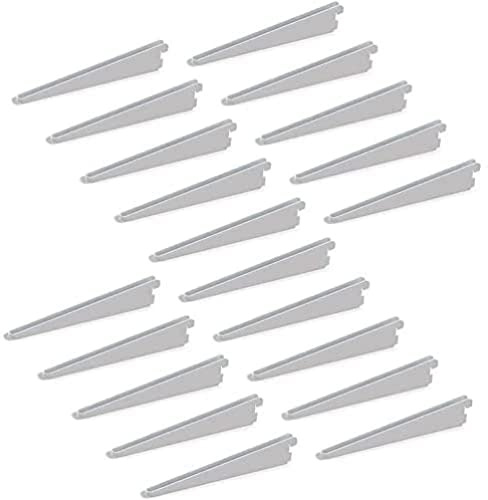 Emuca - Regalwinkel für Leistenprofil, doppelte Bohrung, Durchlass 32 mm 320mm, Set aus 20 Stück, Weiß, 170 mm