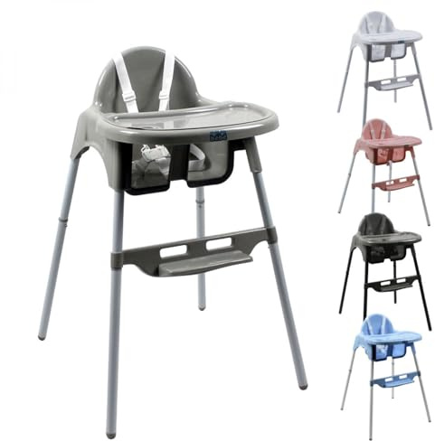 Monsieur Bébé - Chaise haute enfant, réglable hauteur et tablette - Plusieurs coloris