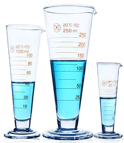 Rainbow_Road Messbecher Glas Labor konisch abgestufte Messbecher Lebensmittelqualität 5ml - 2000ml (5ml), Durchsichtig, 10 Stück