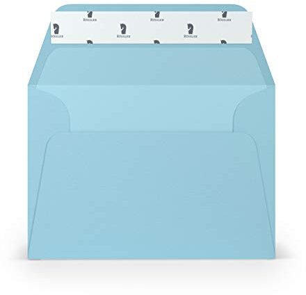 PAPERADO 25 Briefumschläge DIN C6 Haftklebung mit Seidenfutter Aqua gerippt Hell-Blau - 100 g/m² Kuvert ohne Fenster 11,4 x 16,2 cm - Umschläge mit breiter Verschlussklappe