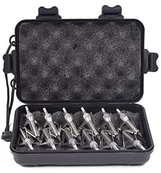 12 Stück Bogenschießen Jagd Jagdspitzen Pfeilspitzen, 100 Körner Outdoor Pfeilspitze Einschraubspitzen mit tragbarer Jagdspitzen Box aus Kunststoff für Compoundbogen und Armbrust